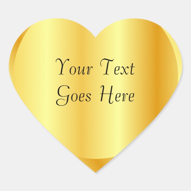 Glamourous Faux Gold Metallic Look Template Heart Sticker (Front)