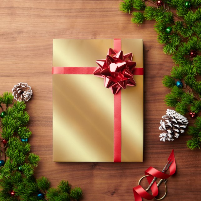 Glamourous Faux Gold Simple Merry Christmas Gift Wrapping Paper (Holiday Gift)