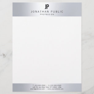 Glamourous Faux Silver Initial Professional Modern Custom Letterhead