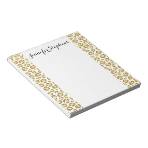 Glamourous Faux Sparkly Gold Leopard Notepad