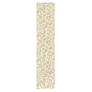 Glamourous Faux Sparkly Gold Leopard Short Table Runner