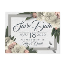Glamourous Floral Peonies Design Save The Date