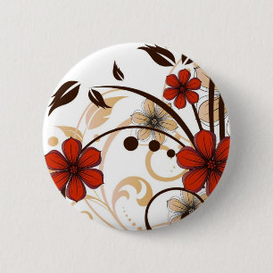 Glamourous flowers 6 cm round badge