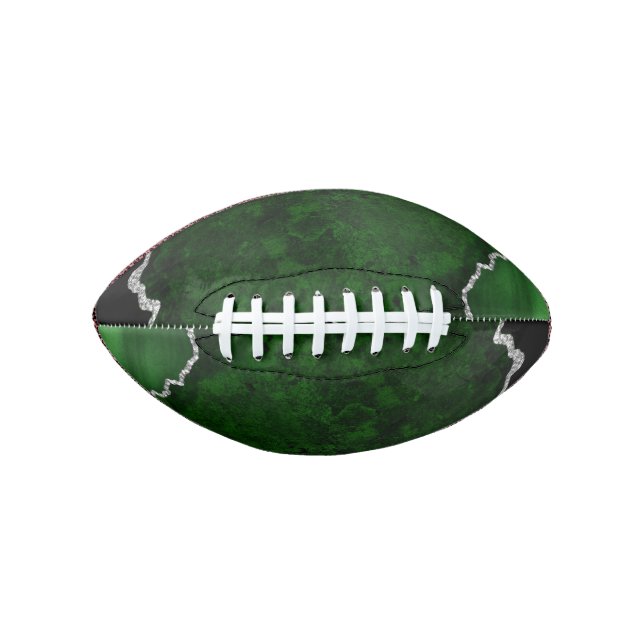Glamourous Forest Green Marble Chic Silver Glitter Football (Front)