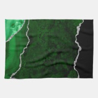 Glamourous Forest Green Marble Chic Silver Glitter