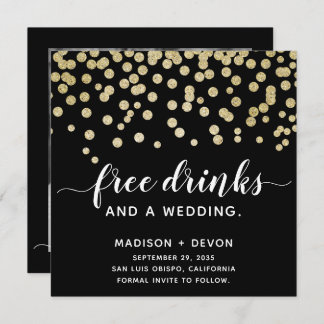 Glamourous Funny Gold & Black Glitter Photo Save The Date
