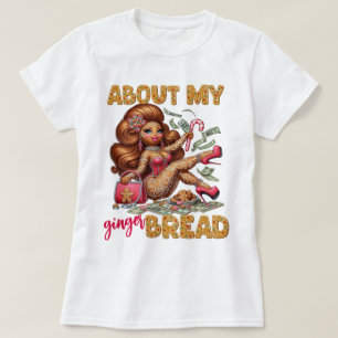 Glamourous Gingerbread Girl Pink Christmas T-Shirt