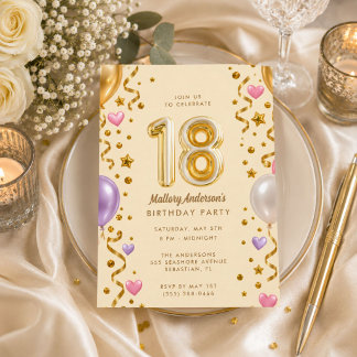 Glamourous Girl 18th Birthday Party Invitation