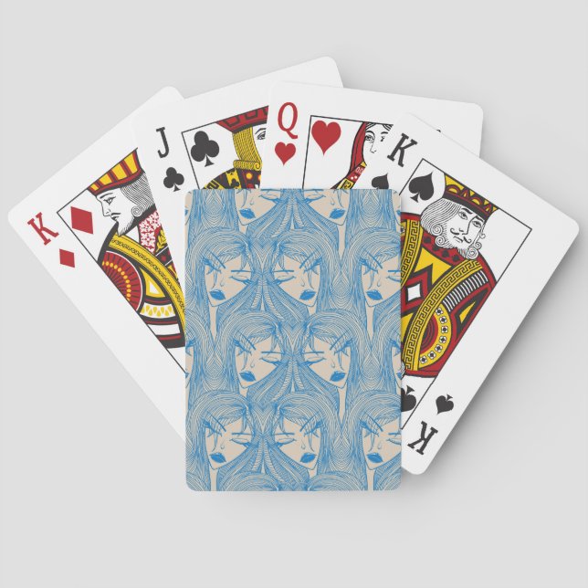 Glamourous girl: stylish seamless pattern. playing cards (Back)
