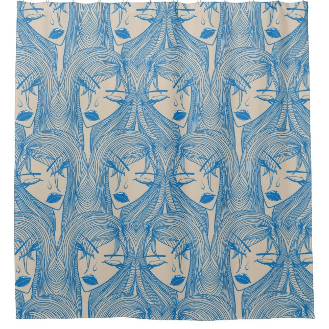 Glamourous girl: stylish seamless pattern. shower curtain (Front)