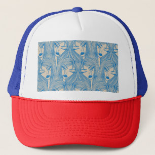 Glamourous girl: stylish seamless pattern. trucker hat