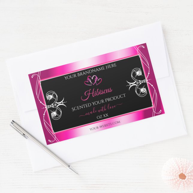 Glamourous Girly Pink Product Labels Diamonds Blac (Envelope)