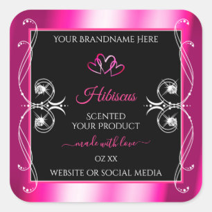 Glamourous Girly Pink Product Labels Diamonds Blac