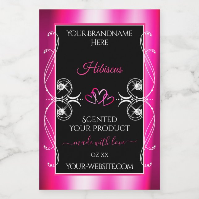 Glamourous Girly Pink Product Labels Diamonds Blac (Single Label)