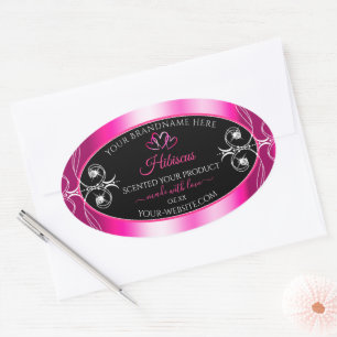 Glamourous Girly Pink Product Labels Diamonds Blac
