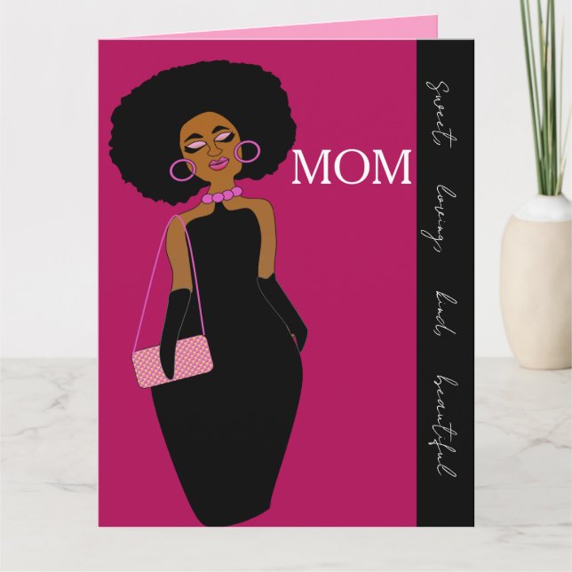 Glamourous Glam African American Mother Birthday Card (Front)