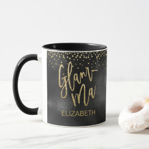 Glamourous Glamma Grandma Black Foil Gold Dots Nam Mug