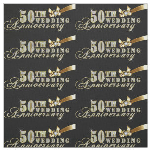 Glamourous Glitter 50th Wedding Anniversary Patter Fabric