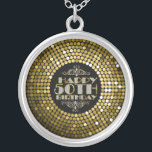 Glamourous Glitter Happy 50th Birthday Silver Plated Necklace<br><div class="desc">Glamourous faux folks and white glitter 50th birthday text circle design. If you need any help customising any of my designs,  contact ArtOnWear designer. Free text formatting with live help available by request.</div>