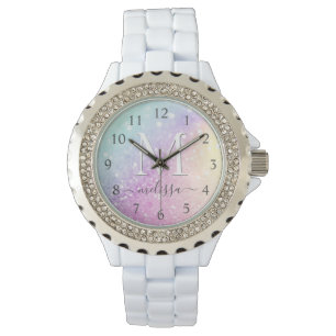 Glamourous Glitter Holograph Monogrammed Pretty Watch