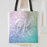 Glamourous Glitter Holograph Pretty Personalised Tote Bag<br><div class="desc">Easily personalise this elegant colourful bokeh glitter pattern with your custom name and/or monogram.</div>