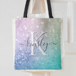 Glamourous Glitter Holograph Pretty Personalised Tote Bag<br><div class="desc">Easily personalise this elegant colourful bokeh glitter pattern with your custom name and/or monogram.</div>