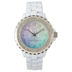 Glamourous Glitter Holograph Pretty Personalised Watch