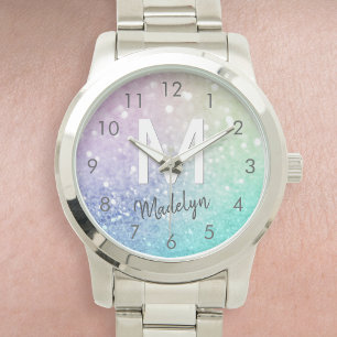 Glamourous Glitter Holograph Pretty Personalised Watch