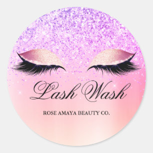Glamourous Glitter Lash Wash Cleanser Classic Round Sticker