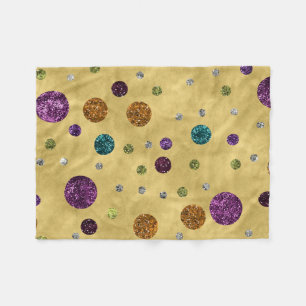Glamourous Glitter Polka Dots Gold Fleece Blanket