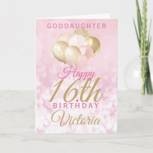 Glamourous Goddaughter 16th Birthday Balloon Card