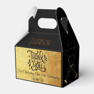 Glamourous Gold and Black 50th Anniversary Gable Favour Box