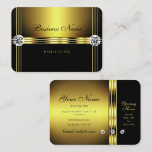 Glamourous Gold and Black with Shimmery Rhinestone Business Card