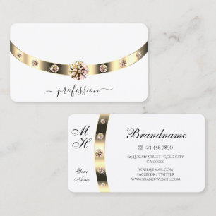 Glamourous Gold and White Shimmery Rhinestones  Business Card