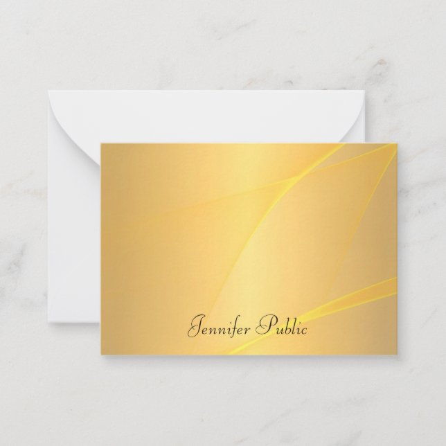 Glamourous Gold Background Handwritten Script Name Card (Front)