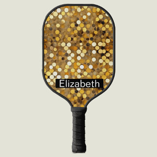 Glamourous Gold Bokeh Personalised Pickleball Paddle