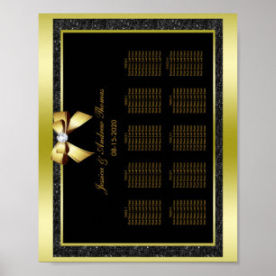 Glamourous Gold Bow & Black Glitter Wedding Poster