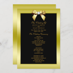 Glamourous Gold Bow & Black Wedding Program