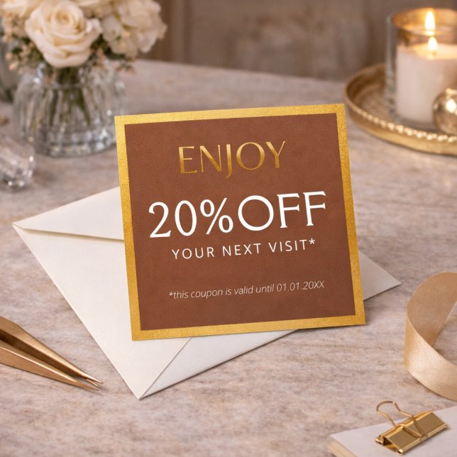 Glamourous Gold & Brown Lash Tech  Discount Card (Creator Uploaded)