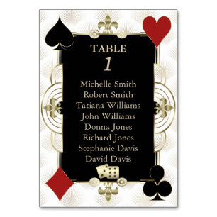 Glamourous Gold Casino Vegas Poker Wedding Table Number