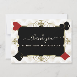 Glamourous Gold Casino Vegas Poker Wedding Thank You Card