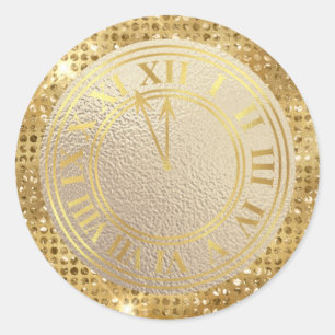 Glamourous Gold Diamonds Almost Midnight Clock Classic Round Sticker