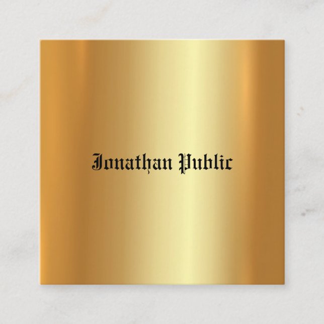 Glamourous Gold Elegant Professional Artistic Plai Square Business Card (Front)