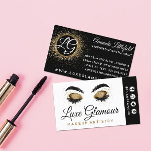 Glamourous Gold Eye Lashes Brows Beauty Bar Social Business Card