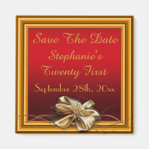 Glamourous Gold Frame & Faux Bow Twenty First Magnet