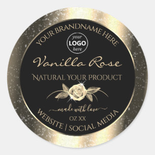 Glamourous Gold Glitter Black Product Labels Logo