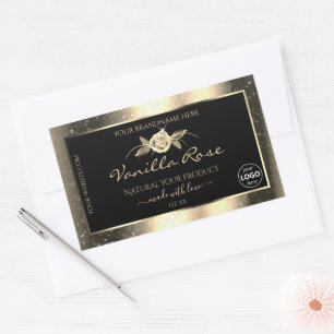 Glamourous Gold Glitter Black Product Labels Logo