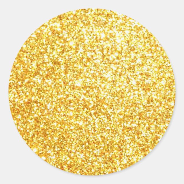 Glamourous Gold Glitter Blank Template Classic Classic Round Sticker (Front)