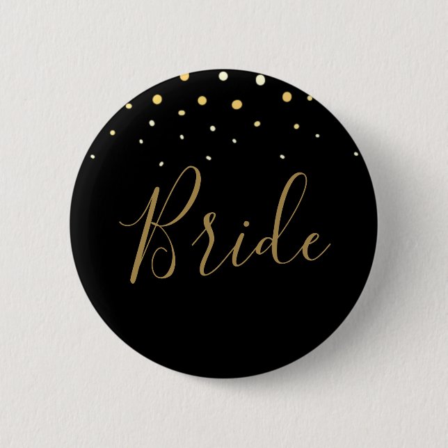Glamourous Gold Glitter Design New Years Bride 6 Cm Round Badge (Front)