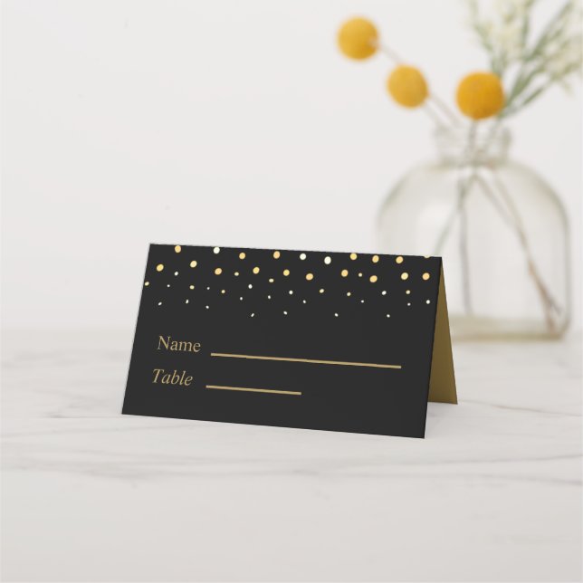 Glamourous Gold Glitter Design New Years Wedding Place Card (Front)